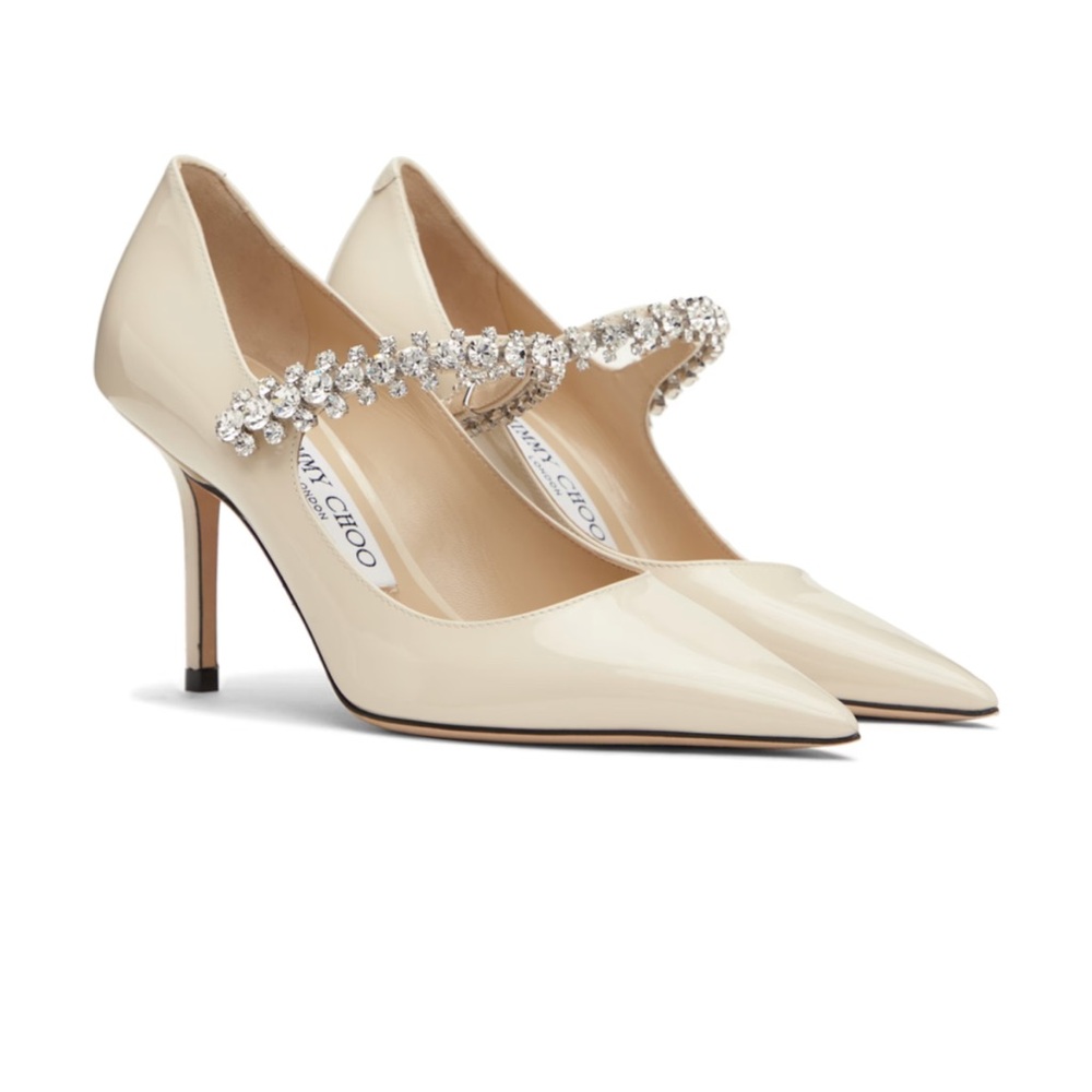 Jimmy Choo Cream Crystal Embellished Heels